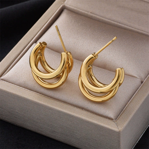 Titanium Steel Metal Mosquito Coil Ear Clip Earring With Electroplating Geometric Design Unisex