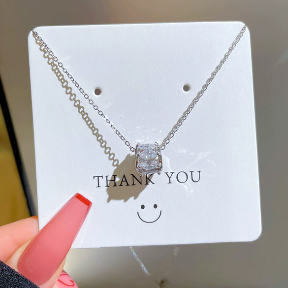 Titanium Steel Micro Inlaid Real Gold Full Diamond Geometric Women's Light Luxury Small Waist Clavicle Necklace