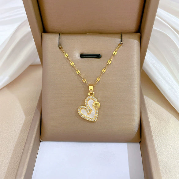 Titanium Steel Microinlaid Diamond Geometric Cartoon Style Necklace