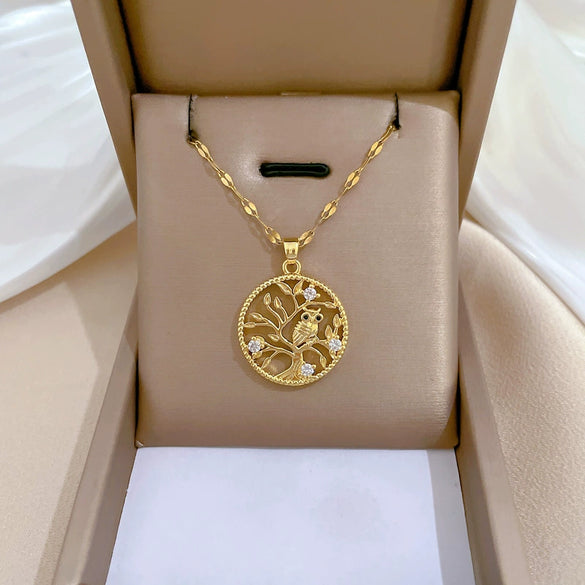 Titanium Steel Microinlaid Diamond Geometric Cartoon Style Necklace