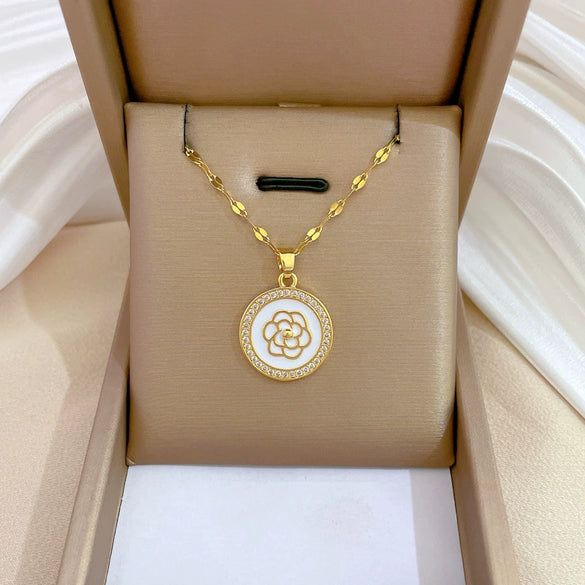 Titanium Steel Microinlaid Diamond Geometric Cartoon Style Necklace