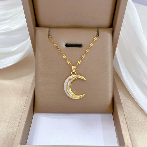 Titanium Steel Microinlaid Diamond Geometric Cartoon Style Necklace