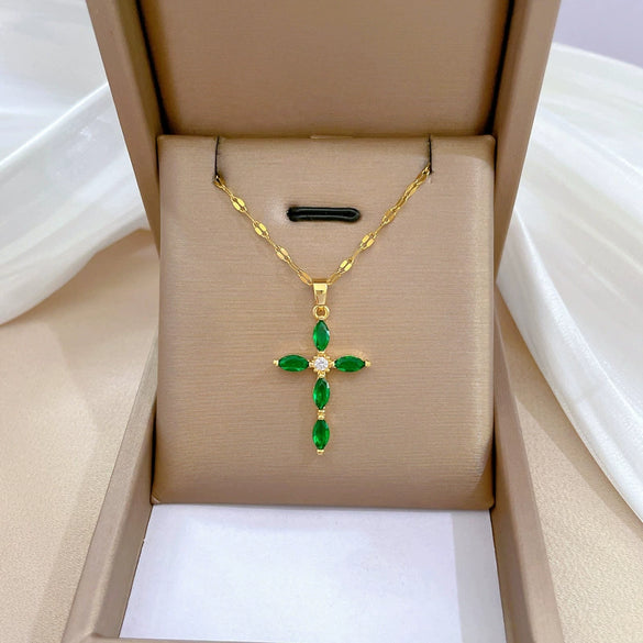 Titanium Steel Microinlaid Diamond Geometric Cartoon Style Necklace