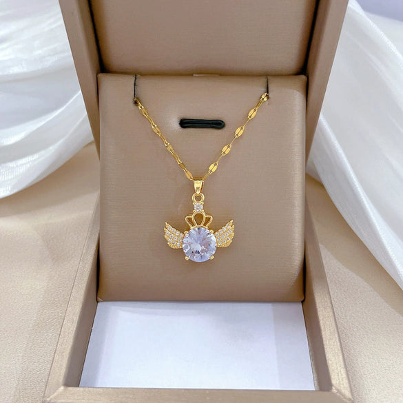 Titanium Steel Microinlaid Diamond Geometric Cartoon Style Necklace
