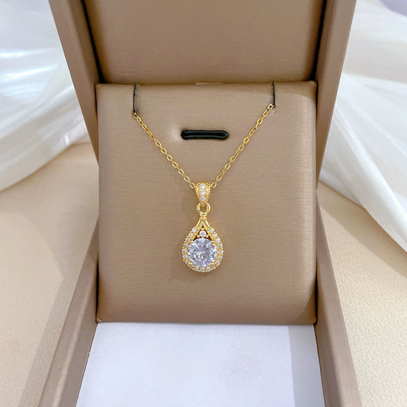 Titanium Steel Microinlaid Diamond Geometric Cartoon Style Necklace