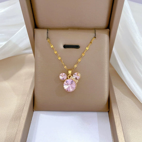 Titanium Steel Microinlaid Diamond Geometric Cartoon Style Necklace