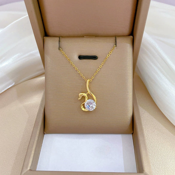 Titanium Steel Microinlaid Diamond Geometric Cartoon Style Necklace