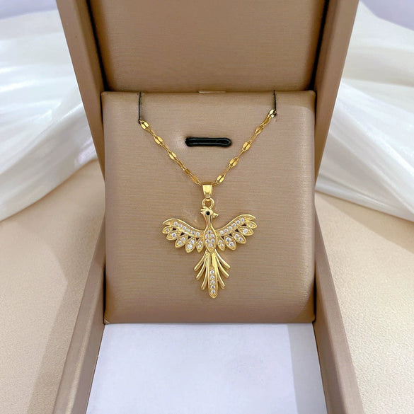 Titanium Steel Microinlaid Diamond Geometric Cartoon Style Necklace