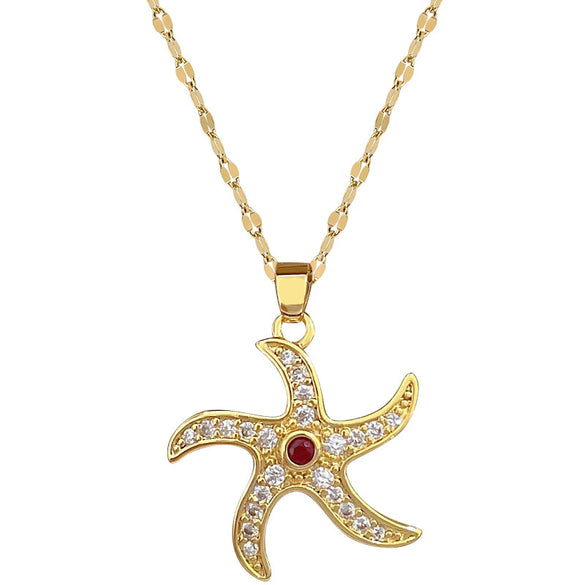 Titanium Steel Microinlaid Diamond Geometric Cartoon Style Necklace
