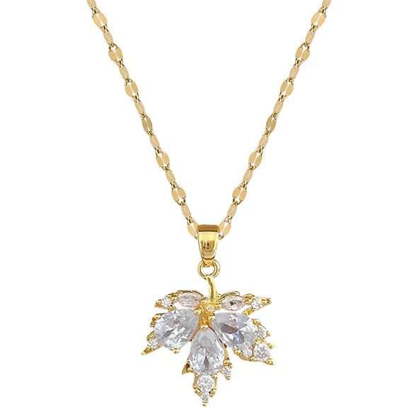 Titanium Steel Microinlaid Geometric Style Women's Necklace Earrings Suit With Electroplating