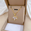 Titanium Steel Microinlaid Geometric Style Women's Necklace Earrings Suit With Electroplating