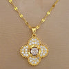 Titanium Steel Microinlaid Jewelry Set With Geometric Pattern And Electroplating For Women