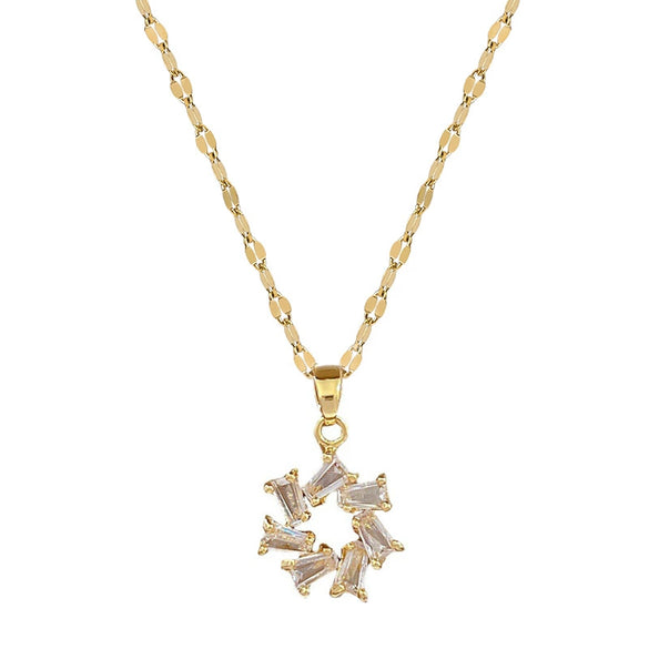 Titanium Steel Microinlaid Jewelry Set With Geometric Pattern And Electroplating For Women