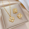 Titanium Steel Microinlaid Jewelry Set With Geometric Pattern And Electroplating For Women