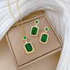 Titanium Steel Microinlaid Jewelry Set With Geometric Pattern And Electroplating Treatment For Women
