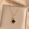 Titanium Steel Microinlaid Lucky Grass Necklace Earrings Set With Vacuum Furnace Electroplating Flower Pattern And Light Luxury Style