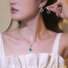 Titanium Steel Microinlaid Lucky Grass Necklace Earrings Set With Vacuum Furnace Electroplating Flower Pattern And Light Luxury Style