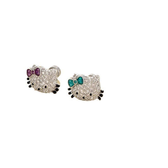 Titanium Steel Microinlaid Zircon Animal Zodiac Cat Head Ear Nail