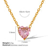 316L Stainless Steel Microinlaid Zircon Love Peach Heart Pendant Necklace And Earrings With Electroplating For Women