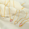 316L Stainless Steel Microinlaid Zircon Love Peach Heart Pendant Necklace And Earrings With Electroplating For Women