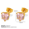 316L Stainless Steel Microinlaid Zircon Love Peach Heart Pendant Necklace And Earrings With Electroplating For Women