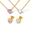 316L Stainless Steel Microinlaid Zircon Love Peach Heart Pendant Necklace And Earrings With Electroplating For Women