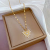 Titanium Steel Microinlaid Zircon Necklace Women's Geometric Style