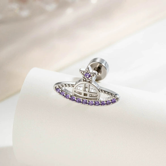 Titanium Steel Micropaved Zircon Saturn Cartilage Piercing Ear Bone Nail For Women Fashion Design