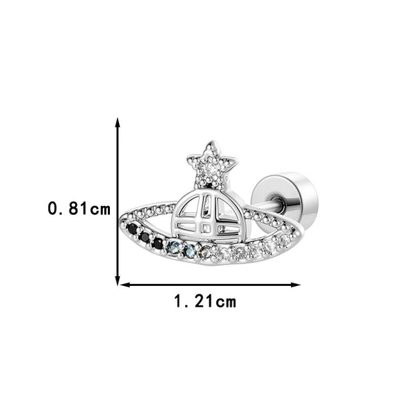 Titanium Steel Micropaved Zircon Saturn Cartilage Piercing Ear Bone Nail For Women Fashion Design