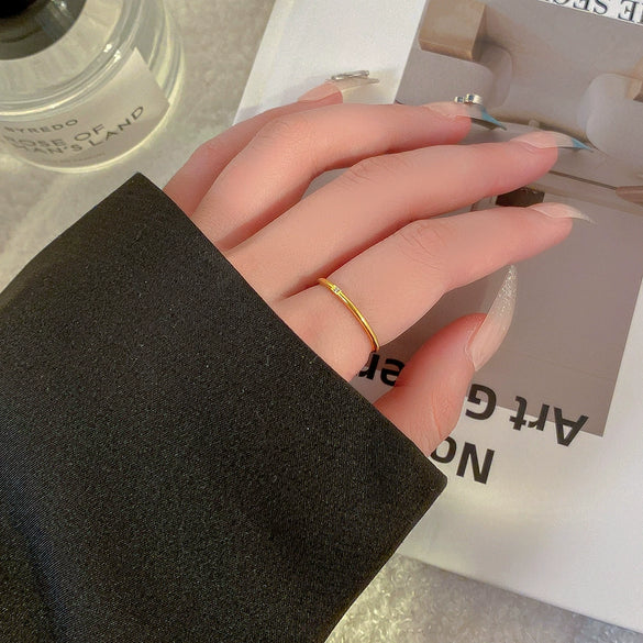 Titanium Steel Minimalist Geometric Diamondencrusted Electroplated Ring For Couple