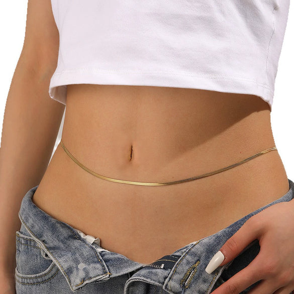 Titanium Steel Minimalist Sweet Style Singlelayer Blade Waist Body Chain For Female