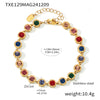 316L Stainless Steel Mixed Color 3A Zircon Bracelet And Necklace Jewelry Set With Pvd Vacuum Plating