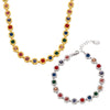 316L Stainless Steel Mixed Color 3A Zircon Bracelet And Necklace Jewelry Set With Pvd Vacuum Plating