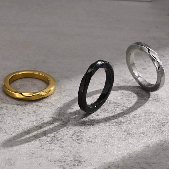 Titanium Steel Mobius Ring Ushaped Geometric Electroplated For Men And Women