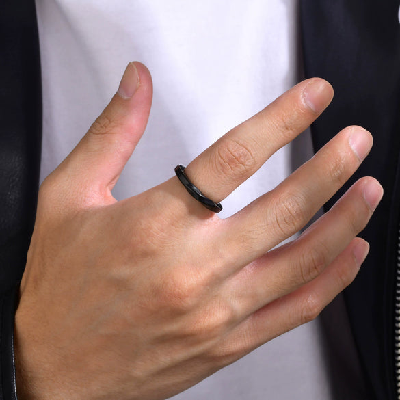 Titanium Steel Mobius Ring Ushaped Geometric Electroplated For Men And Women