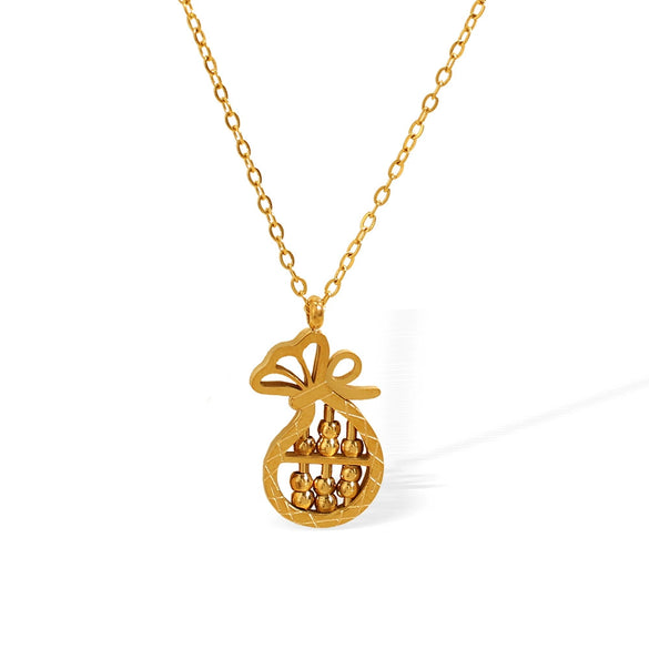 316L Stainless Steel Money Bag Pendant Necklace Electroplated Fashion Women's Light Luxury Highend Clavicle Chain