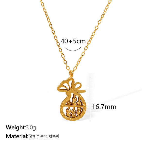 316L Stainless Steel Money Bag Pendant Necklace Electroplated Fashion Women's Light Luxury Highend Clavicle Chain