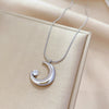 Titanium Steel Moon Zircon Geometric Cartoon Style Electroplated Unisex Necklace