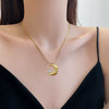 Titanium Steel Moon Zircon Geometric Cartoon Style Electroplated Unisex Necklace