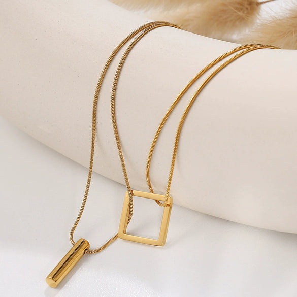 316L Stainless Steel Multi Layer Clavicle Chain Women's Fashion Cold Style Electroplated Necklace