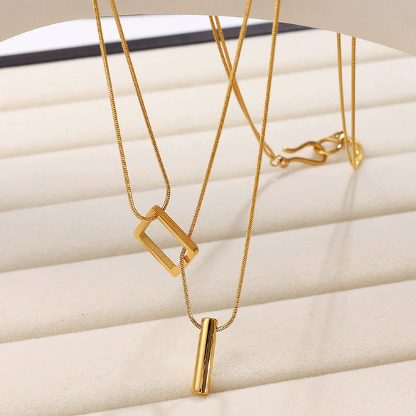 316L Stainless Steel Multi Layer Clavicle Chain Women's Fashion Cold Style Electroplated Necklace