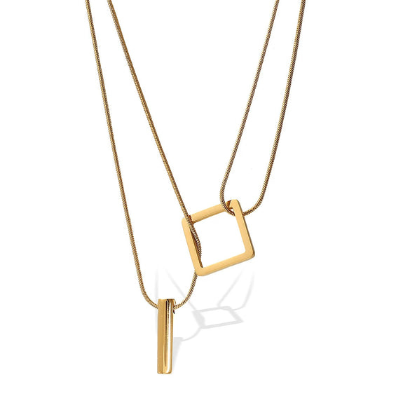 316L Stainless Steel Multi Layer Clavicle Chain Women's Fashion Cold Style Electroplated Necklace