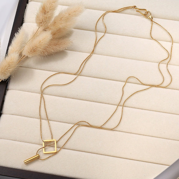 316L Stainless Steel Multi Layer Clavicle Chain Women's Fashion Cold Style Electroplated Necklace