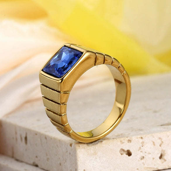 Titanium Steel Multicolor Square Geometric Polished Ring For Men And Women