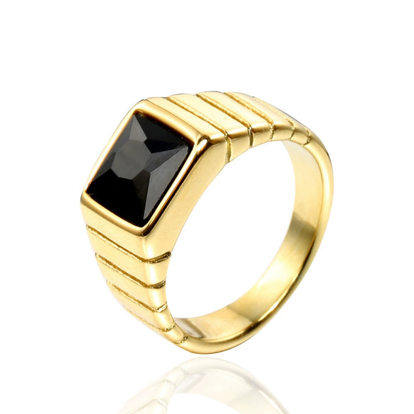 Titanium Steel Multicolor Square Geometric Polished Ring For Men And Women