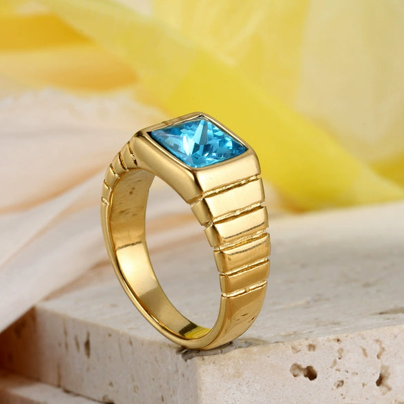 Titanium Steel Multicolor Square Geometric Polished Ring For Men And Women