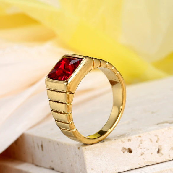 Titanium Steel Multicolor Square Geometric Polished Ring For Men And Women