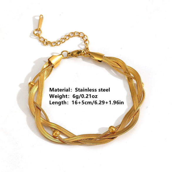 Titanium Steel Multilayer Electroplated Cartoon Style Snake Clip Bead Stacking Bracelet