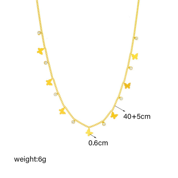 Titanium Steel Multilayered Butterfly Star Pendant Necklace With Electroplating Fashion Design For Women
