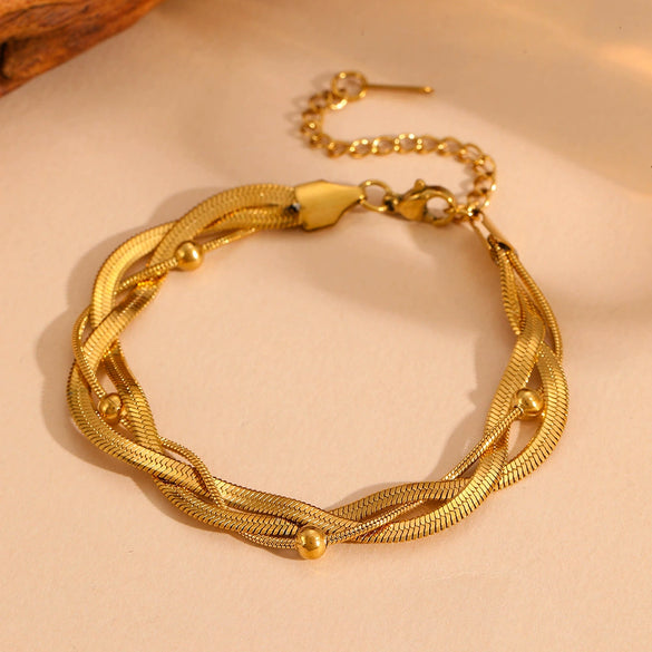 Titanium Steel Multistrand Cross Snake Chain Fashion Jewelry Bracelet Anklet Necklace Set With Diamonds